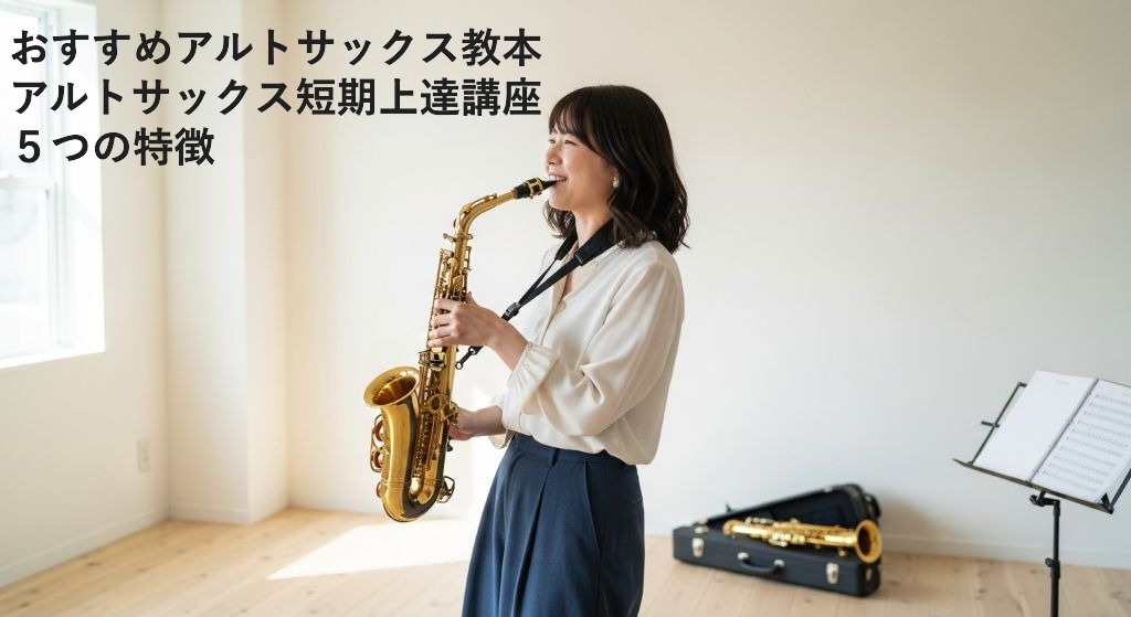 おすすめアルトサックス教本
アルトサックス短期上達講座
５つの特徴